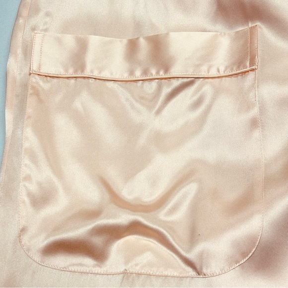 Valerie Stevens Womens Vintage 100% Silk Robe Size M Long Pockets Belt Peach NWT - Picture 8 of 16